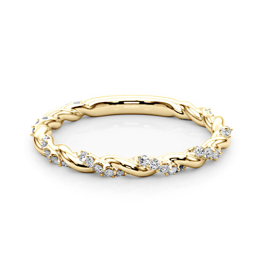 Rope Design Round Diamond Wedding Ring-VIRABYANI